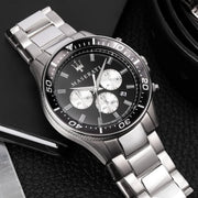 Maserati SFIDA Chronograph Black Dial Silver Steel Strap Watch For Men - R8873640004
