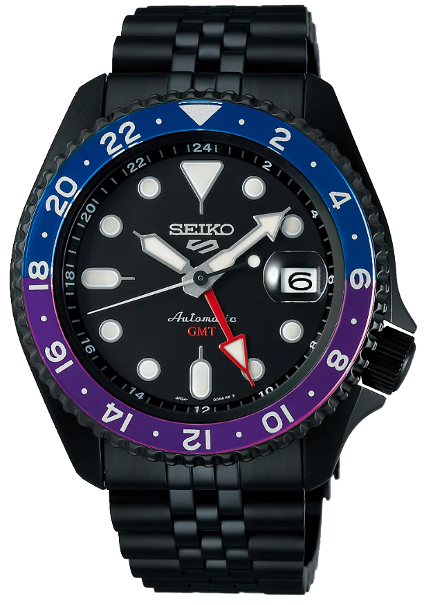 Seiko Automatic SKX GMT Yuto Horigome Limited Edition Black Dial Black Steel Strap Watch For Men - SSK027K1
