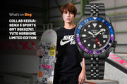Seiko Automatic SKX GMT Yuto Horigome Limited Edition Black Dial Black Steel Strap Watch For Men - SSK027K1