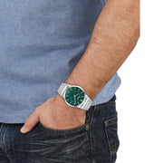 Salvatore Ferragamo Sapphire Bracelet Green Dial Silver Steel Strap Watch For Men - SFHP01224