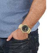 Salvatore Ferragamo F-80 Classic Black Dial Gold Steel Strap Watch for Men - SFHY00821