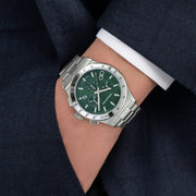 Salvatore Ferragamo 1927 Chrono Green Dial Silver Steel Strap Watch for Men - SFKZ00423