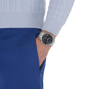 Salvatore Ferragamo Sapphire Chrono Black Dial Silver Steel Strap Watch for Men - SFME00321