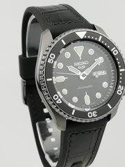 Seiko 5 Sport Automatic Black Dial Black Silicone Strap Watch For Men - SRPD65K3