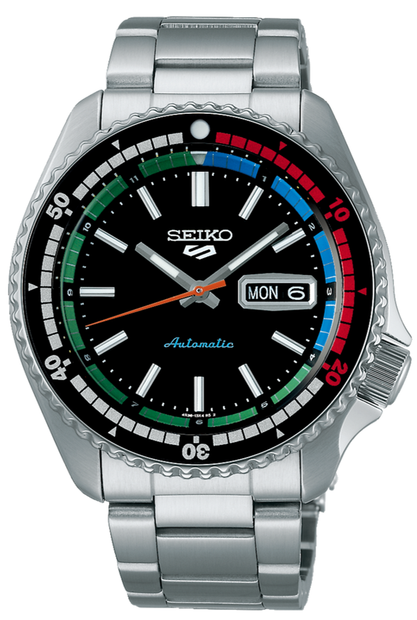 Seiko 5 Sports SKX Series Regatta Timer Retro Blue Dial Silver Steel Strap Watch For Men - SRPK13K1