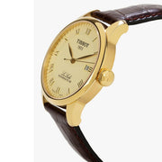 Tissot Le Locle Automatic Gold Dial Brown Leather Strap Watch For Men - T41.5.413.73