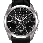 Tissot T Classic Couturier Chronograph Black Dial Black Leather Strap Watch For Men - T035.617.16.051.00