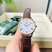 Tissot Tradition 5.5 White Dial Brown Leather Strap Watch for Men - T063.409.36.018.00