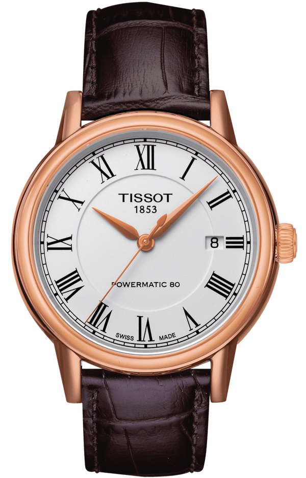 Tissot T Classic Carson Powermatic 80 White Dial Brown Leather Strap Watch for Men - T085.407.36.013.00