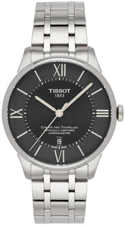Tissot T Classic Chemin Des Tourelles Chronometer Black Dial Silver Steel Strap Watch For Men - T099.408.11.058.00