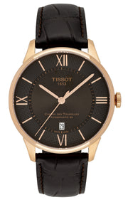 Tissot Chemin des Tourelles Powermatic 80 Brown Dial Brown Leather Strap Watch for Men - T099.407.36.448.00