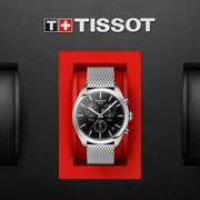 Tissot PR 100 Chronograph Black Dial Silver Mesh Bracelet Watch For Men - T101.417.11.051.01