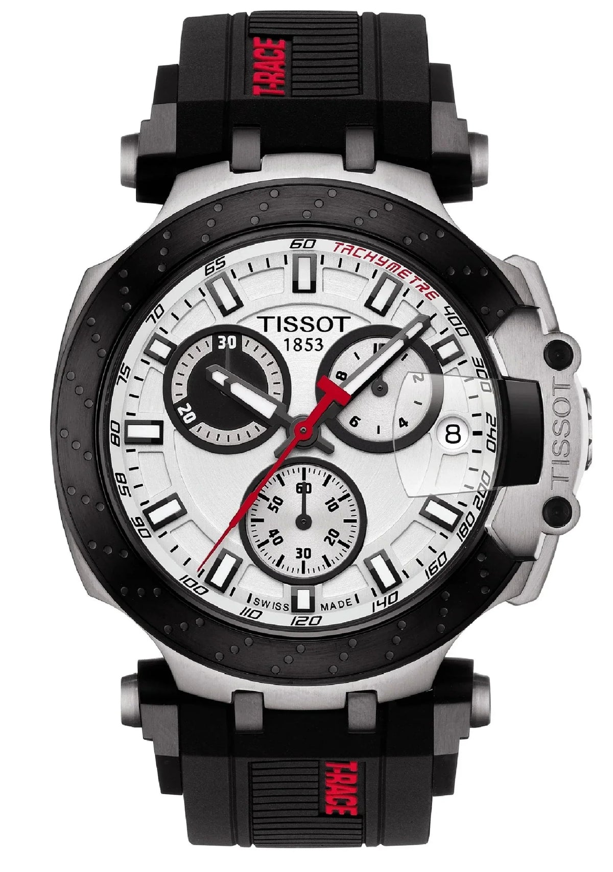 Tissot T Race Chronograph White Dial Black Silicone Strap Watch For Men - T115.417.27.011.00