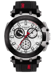 Tissot T Race Chronograph White Dial Black Silicone Strap Watch For Men - T115.417.27.011.00