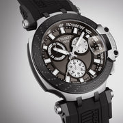 Tissot T Race Chronograph Anthracite Black Dial Black Silicone Strap Watch For Men - T115.417.27.061.00