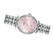 Tissot Carson Premium Lady Mother of Pearl Pink Dial Silver Steel Strap Watch For Women - T122.210.11.159.00