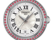 Tissot Bellissima Small Lady Diamonds Mother of Pearl Dial Red Leather Strap Watch For Women - T126.010.66.113.00