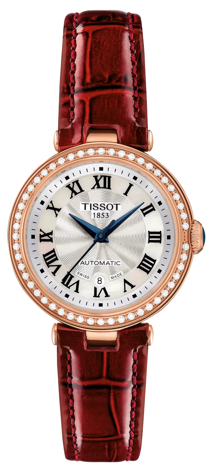 Tissot Bellissima Small Lady Diamonds Silver Dial Brown Leather Strap Watch For Women - T126.207.66.113.00