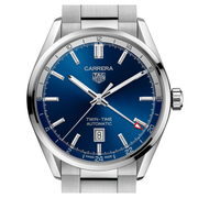 Tag Heuer Carrera Twin Time Blue Dial Silver Steel Strap Watch for Men - WBN201A.BA0640