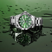 Tag Heuer Aquaracer Diamonds Emerald Green Dial Silver Steel Strap Watch for Women - WBD1316.BA0740