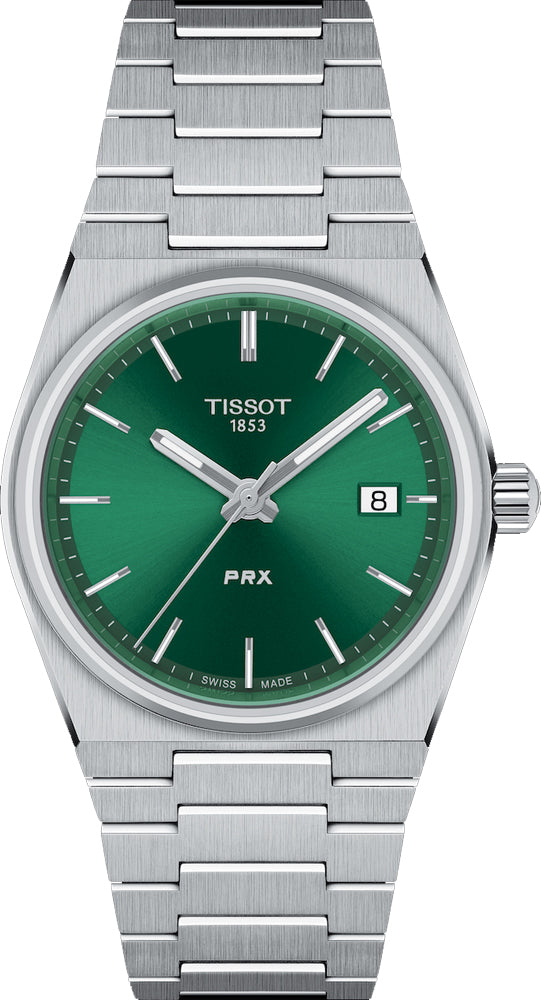 Tissot PRX Green Dial Silver Steel Strap Watch for Women - T137.210.11.081.00