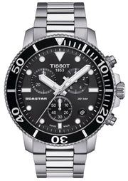 Tissot Seastar 1000 Chronograph Black Dial Silver Steel Strap Watch For Men - T120.417.11.051.00