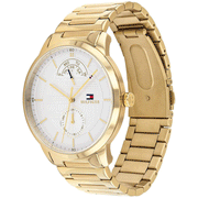 Tommy Hilfiger Hunter White Dial Gold Steel Strap Watch for Men - 1791609