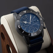Breitling Superocean Heritage Chronograph 44 Outerknown Blue Dial Blue NATO Strap Watch for Men - M133132A1C1W1