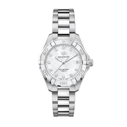 Tag Heuer Aquaracer Diamonds White Mother of Pearl Dial Silver Steel Strap Watch for Women - WBD1314.BA0740