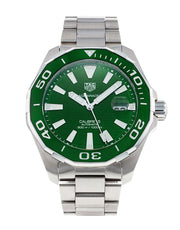 Tag Heuer Aquaracer Calibre 5 Green Dial Silver Steel Strap Watch for Men - WAY201S.BA0927