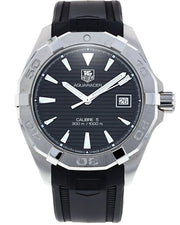 Tag Heuer Aquaracer Automatic Caliber 5 Black Dial Black Rubber Strap Watch for Men - WAY2110.FT8021
