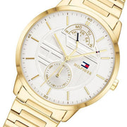 Tommy Hilfiger Hunter White Dial Gold Steel Strap Watch for Men - 1791609