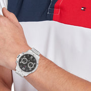 Tommy Hilfiger Blaze Chronograph Black Dial Silver Steel Strap Watch For Men - 1792029