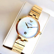 Emporio Armani Arianna Mother of Pearl Dial Gold Steel Strap Watch For Women - AR11198