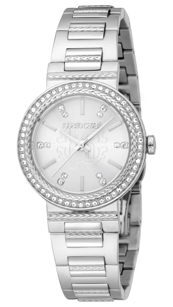 Just Cavalli Donna Glam Silver Dial Silver Steel Strap Watch for Women - RC5L098M0015
