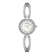 Bulova Crystal Collection Mother of Pearl Dial Silver Steel Strap Watch for Women - 96L223