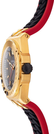 Versace Chain Reaction Quartz Black Dial Red & Black Rubber Strap Watch for Men - VEDY00319