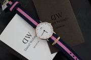 Daniel Wellington Classy Winchester White Dial Two Tone NATO Strap Watch For Women - DW00100065