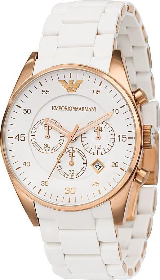 🎁 Emporio Armani Sportivo Chronograph White Dial White Rubber Strap Watch For Men - AR5919 (100% off)