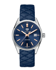 Tag Heuer Carrera Quartz Blue Dial Blue Calfskin Leather Strap Watch for Women - WAR1112.FC6391