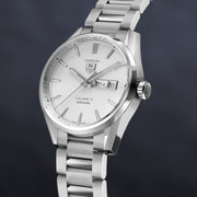 Tag Heuer Carrera Calibre 5 Automatic White Dial Silver Steel Strap Watch for Men - WAR201B.BA0723