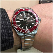 Tag Heuer Aquaracer Black Dial Silver Steel Strap Watch for Men - WAY101B.BA0746