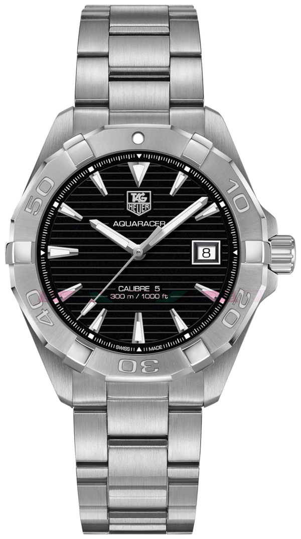 Tag Heuer Aquaracer Automatic Black Dial Silver Steel Strap Watch for Men - WAY2110.BA0928