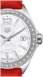 Tag Heuer Formula 1 Quartz Diamonds Mother of Pearl Dial Orange Leather Strap Watch for Women - WBJ131A.FC8250