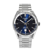Tag Heuer Carrera Twin Time Blue Dial Silver Steel Strap Watch for Men - WBN201A.BA0640