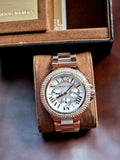 Michael Kors Camille Chronograph White Dial Rose Gold Steel Strap Watch for Women - MK5636