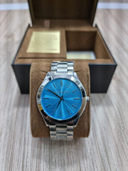 Michael Kors Runway Blue Dial Silver Steel Strap Watch for Women - MK3292