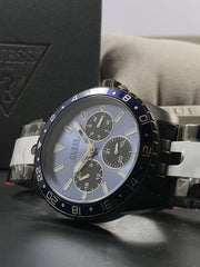 Guess Odyssey Quartz Blue Dial Gunmetal Steel Strap Watch For Men - W1107G5