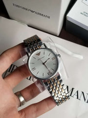 Emporio Armani Kappa Quartz White Dial Silver Steel Strap Watch For Men - AR80014