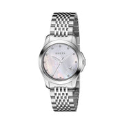 Gucci G Timeless Diamonds Mother of Pearl Dial Silver Steel Strap Watch For Women - YA126504